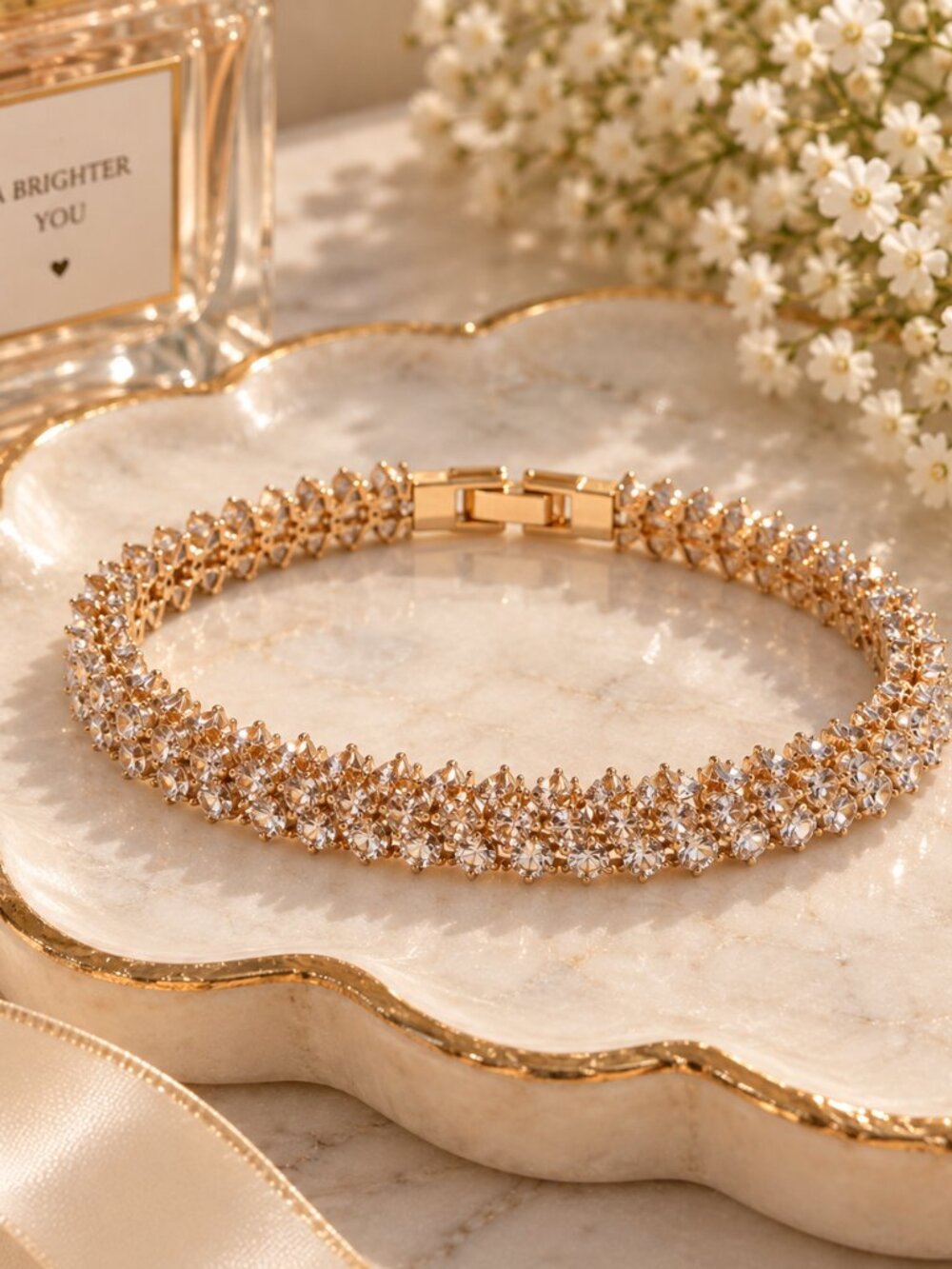 Rose Gold-Tone Double-Row Crystal Tennis Bracelet – 7" 2022